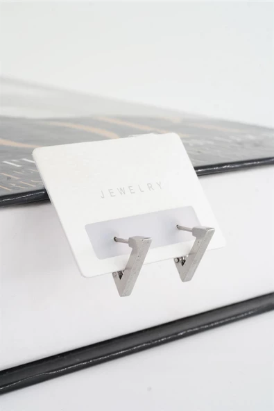 Unisex 316 L Paslanmaz Çelik 1.5 cm Üçgen Model Küpe - Resim 2