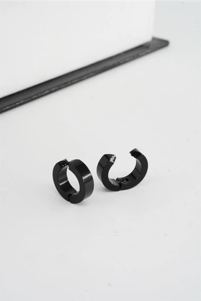 Unisex 316 L Paslanmaz Çelik 1.5 cm Sıkıştırmalı Halka  Model Küpe ürün görseli