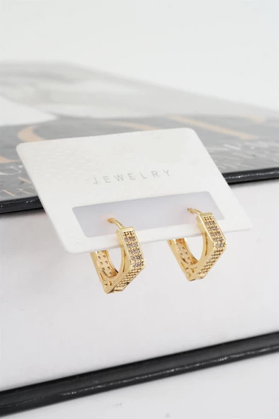 Kadın Vip Seri Zirkon Taşlı 1.6 cm Kare Model Küpe - Resim 2