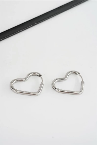 Kadın 316 L Paslanmaz Çelik 2 cm Kalp Model Küpe - Resim 2