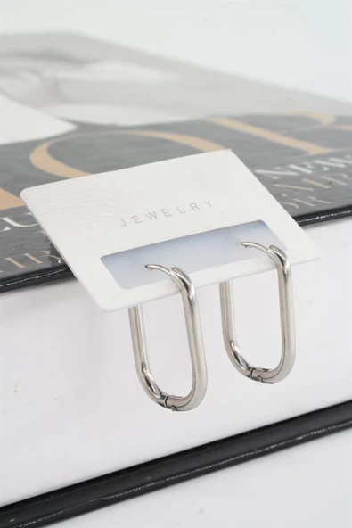 Kadın 316 L Paslanmaz Çelik 2.5 cm Dikdörtgen Model Küpe ürün görseli