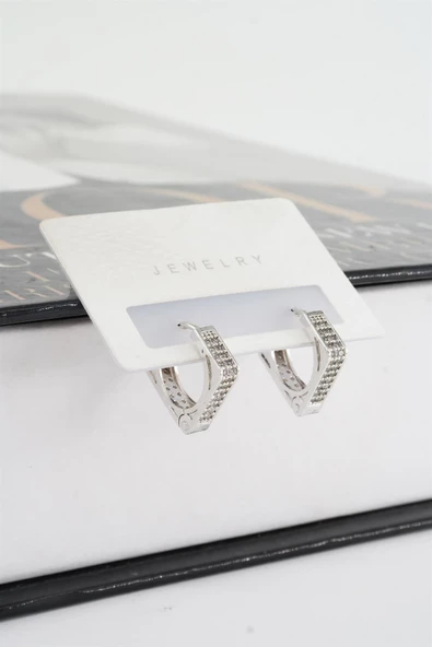 Kadın Vip Seri Zirkon Taşlı 1.6 cm Kare Model Küpe - Resim 2