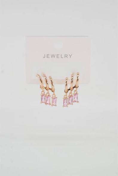 Kadın Vip Seri Baget Renkli Zirkon Taşlı Küpe ürün görseli