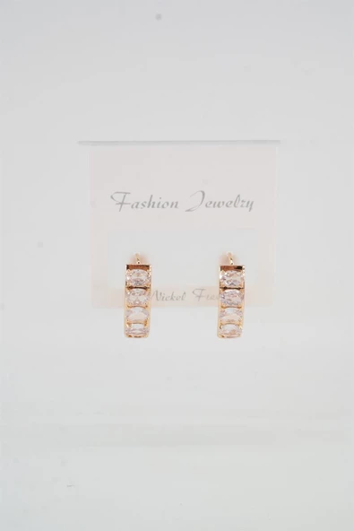 Kadın Vip Seri Baget  Zirkon Taşlı Halka Küpe - Resim 3