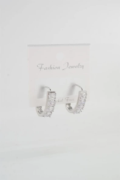 Kadın Vip Seri Baget  Zirkon Taşlı Halka Küpe - Resim 2