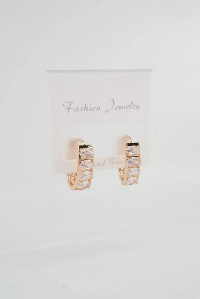 Kadın Vip Seri Baget  Zirkon Taşlı Halka Küpe - Resim 2