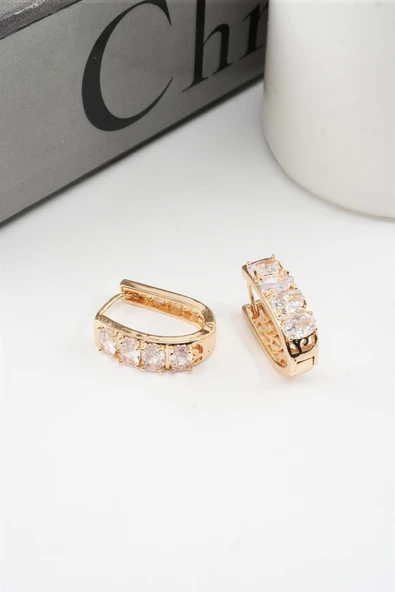 Kadın Vip Seri Baget  Zirkon Taşlı Halka Küpe ürün görseli