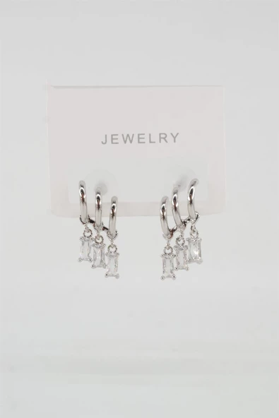 Kadın Vip Seri Baget Renkli Zirkon Taşlı Küpe - Resim 2