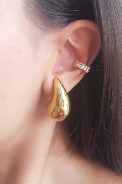 Kadın Vip Seri Su Damlası Model Küpe - Resim 3