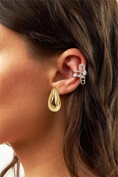 Kadın Vip Seri Su Damlası Model Küpe - Resim 2