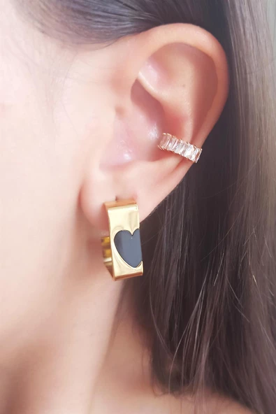 Kadın Vip Seri 316 L Paslanmaz Çelik Mineli Kalp Figürlü 2'li Set Küpe ürün görseli