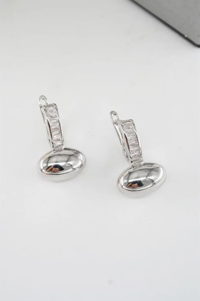 Kadın Vip Seri Baget Zirkon Taşlı Elips Model 2'li Küpe Seti - Resim 2