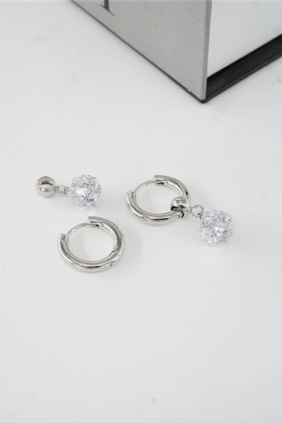 Kadın Vip Seri Baget Zirkon Taşlı Halka  Model Klipsli 2'li Set Küpe - Resim 3