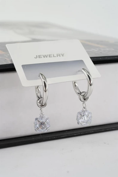 Kadın Vip Seri Baget Zirkon Taşlı Halka  Model Klipsli 2'li Set Küpe - Resim 2