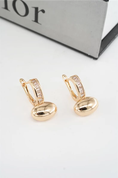 Kadın Vip Seri Baget Zirkon Taşlı Elips Model 2'li Küpe Seti - Resim 2