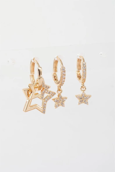 Kadın Vip Seri Zirkon Taşlı 3'lü Küpe - Resim 2