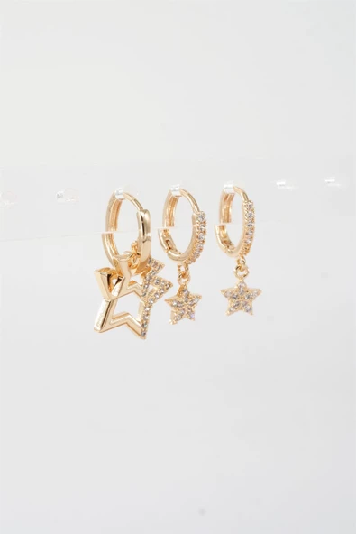 Kadın Vip Seri Zirkon Taşlı 3'lü Küpe - Resim 3