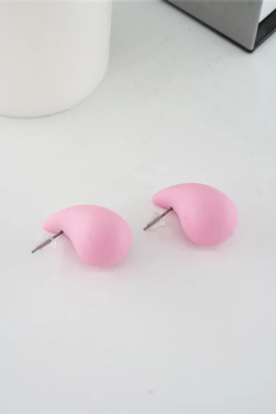 Kadın Vip Seri Su Damlası Model Küpe Pembe - Resim 2