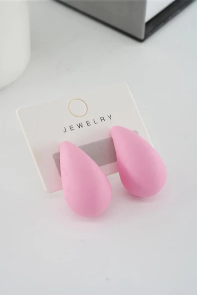 Kadın Vip Seri Su Damlası Model Küpe Pembe - Resim 3