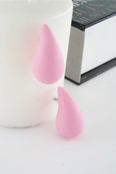 Kadın Vip Seri Su Damlası Model Küpe Pembe