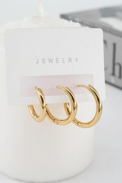 Kadın Kararmaz 316 L Çelik 3'lü Halka Set Küpe - Resim 2