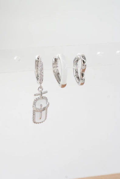 Kadın Vip Seri Zirkon Taşlı 3'lü Küpe - Resim 2