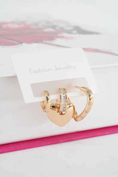 Kadın Vip Seri Baget Zirkon Taşlı 3'lü Küpe Seti ürün görseli