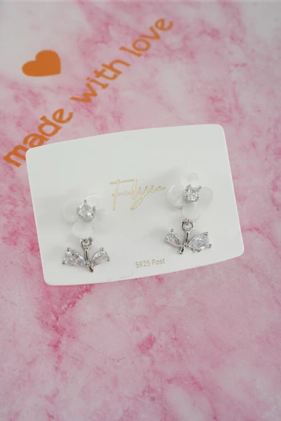 Kadın Vip Seri Baget Zirkon Taşlı  925 Ayar Gümüş Klipsli Küpe Seti ürün görseli