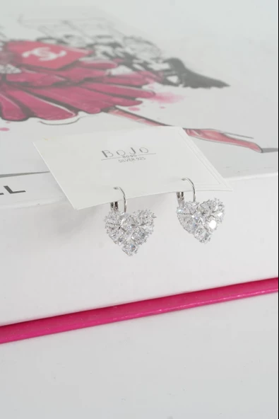 Kadın Vip Seri Baget Zirkon Taşlı  925 Ayar Gümüş Klipsli Küpe Seti - Resim 2