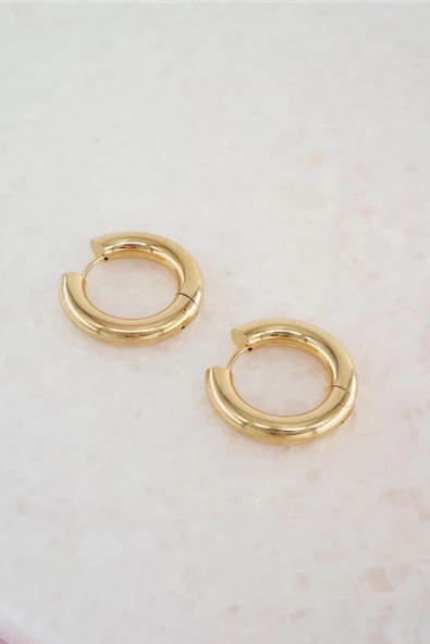 Kadın Vip Seri 316 L Paslanmaz Çelik Bombeli 2.2 cm Halka Küpe - Resim 2