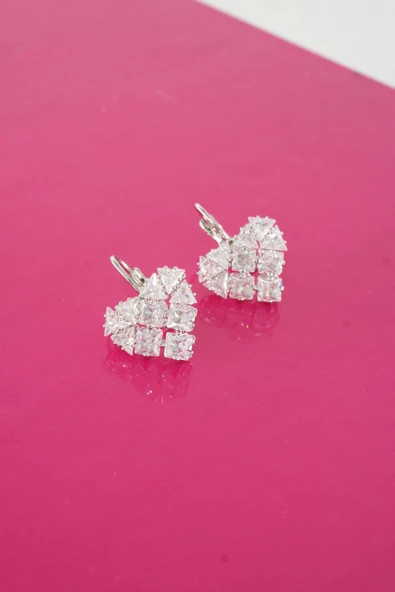 Kadın Vip Seri Baget Zirkon Taşlı  925 Ayar Gümüş Klipsli Küpe Seti - Resim 3