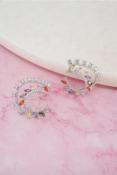 Kadın Vip Seri Baget Zirkon Taşlı Küpe Seti - Resim 2