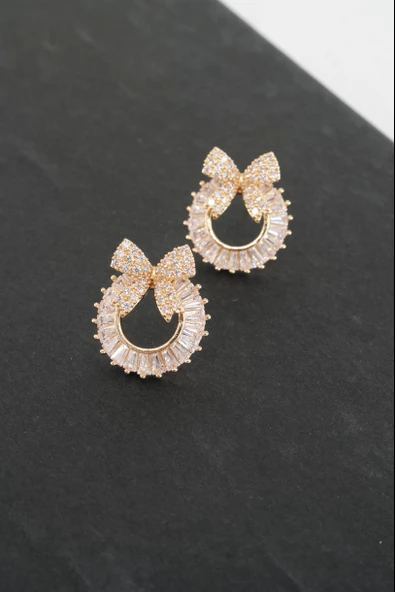 Kadın Vip Seri Baget Zirkon Taşlı  Küpe Seti - Resim 3