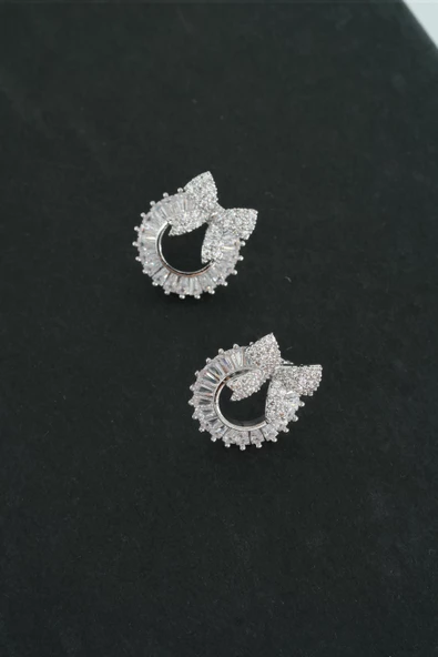 Kadın Vip Seri Baget Zirkon Taşlı  Küpe Seti - Resim 2