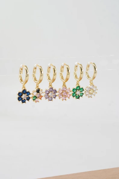 Kadın Vip Seri Özel Tasarım Baget Zirkon Taşlı 6'lı Küpe Seti - Resim 2