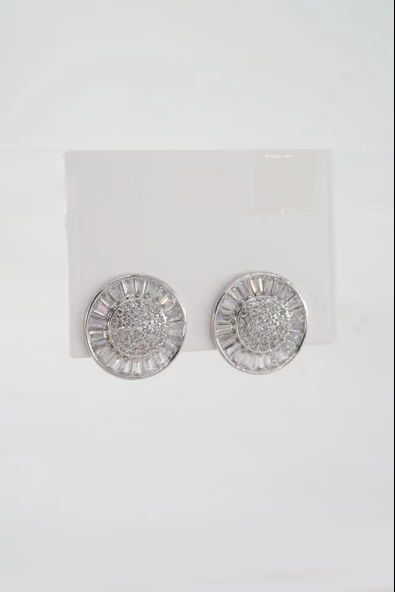 Kadın Vip Seri Özel Tasarım Baget Zirkon Taşlı Küpe Seti - Resim 2