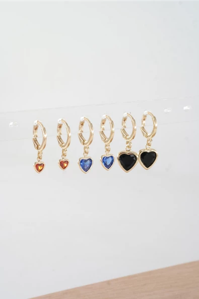 Kadın Vip Ser Kalp Model 6'lı Küpe Seti ürün görseli