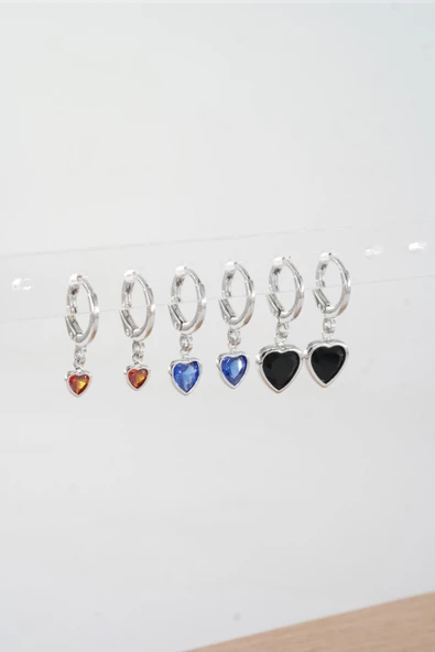 Kadın Vip Ser Kalp Model 6'lı Küpe Seti - Resim 2