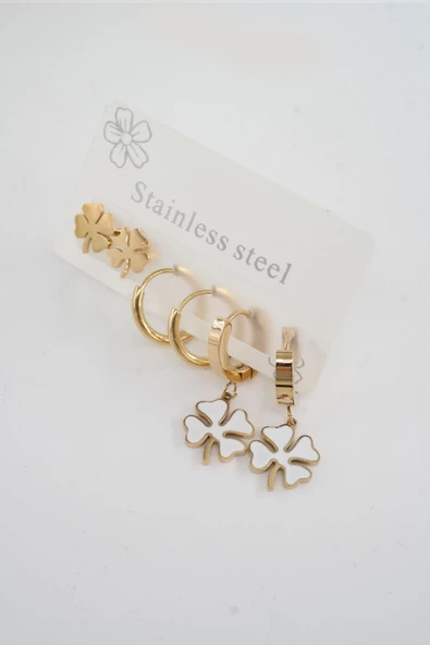 Kadın 316 L Paslanmaz Çelik Kararmaz  6'lı Küpe Seti ürün görseli