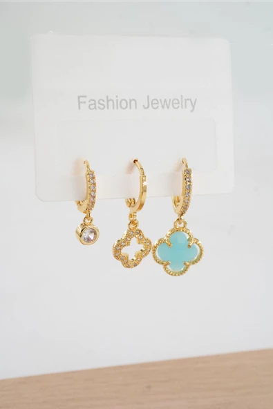 Kadın  Vip Seri Zirkon Taşlı 3'lü Küpe ürün görseli