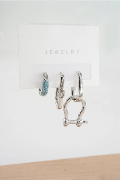 Kadın  Vip Seri Zirkon Taşlı 3'lü Küpe ürün görseli