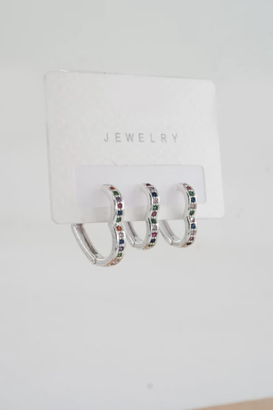 Kadın  Vip Seri Zirkon Taşlı 3'lü Küpe