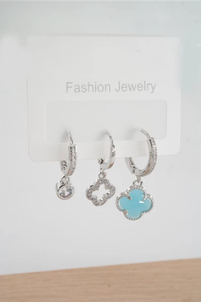 Kadın  Vip Seri Zirkon Taşlı 3'lü Küpe ürün görseli