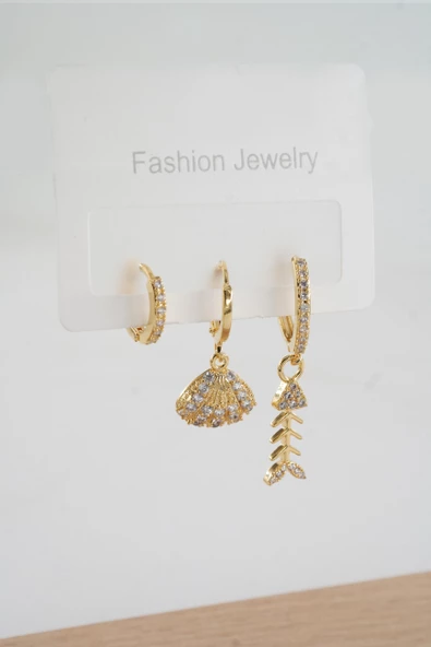 Kadın  Vip Seri Zirkon Taşlı 3'lü Küpe ürün görseli