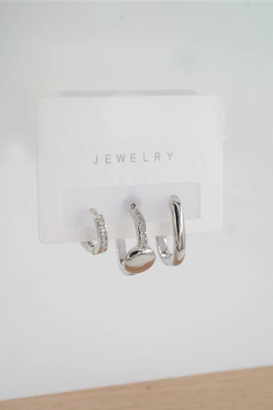 Kadın  Vip Seri Zirkon Taşlı 3'lü Küpe ürün görseli