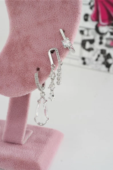 Kadın Vip Seri Anti alerjenik 3'lü Küpe YSX006 - Resim 2