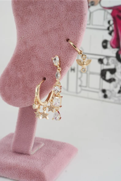 Kadın Vip Seri Anti alerjenik 3'lü Küpe YSX001 - Resim 2