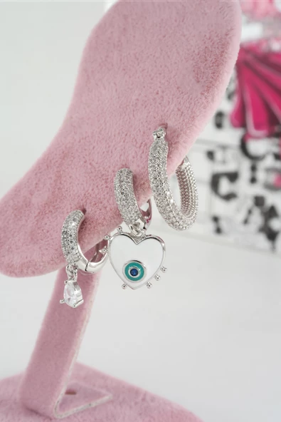 Kadın Vip Seri Anti alerjenik 3'lü Küpe YSX0012 - Resim 2