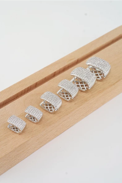 Kadın Vip Seri Zirkon Taşlı 3 Boy 6'lı Küpe Seti ZRK004 - Resim 3