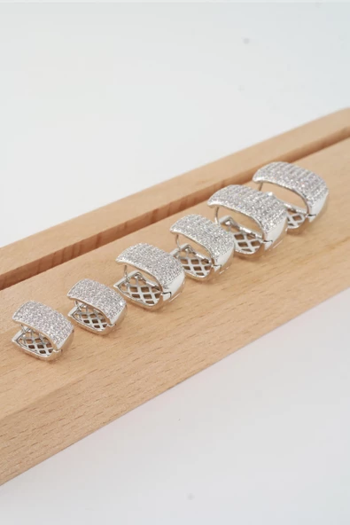 Kadın Vip Seri Zirkon Taşlı 3 Boy 6'lı Küpe Seti ZRK004 - Resim 4